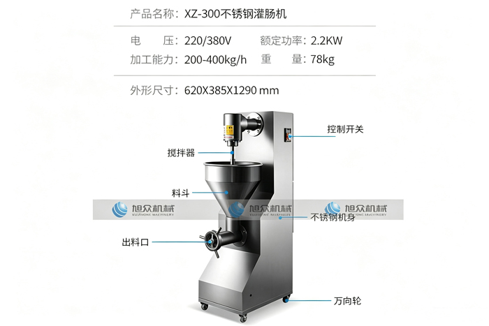 不鏽鋼灌腸機結構參數